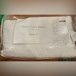 2 SAATVA LATEX PILLOWS QUEEN SIZE WHITE Organic COTTON LUXURY (bag ripped) NWOT